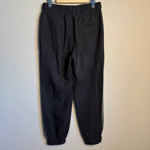ZARA Black Jogger Pants Embellished Side Stripe Drawstring‎ Waist Tencel Size S - Picture 6 of 16
